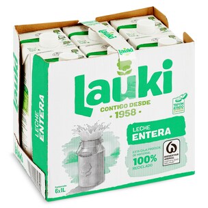 Leche entera Lauki pack 6 x 1 L