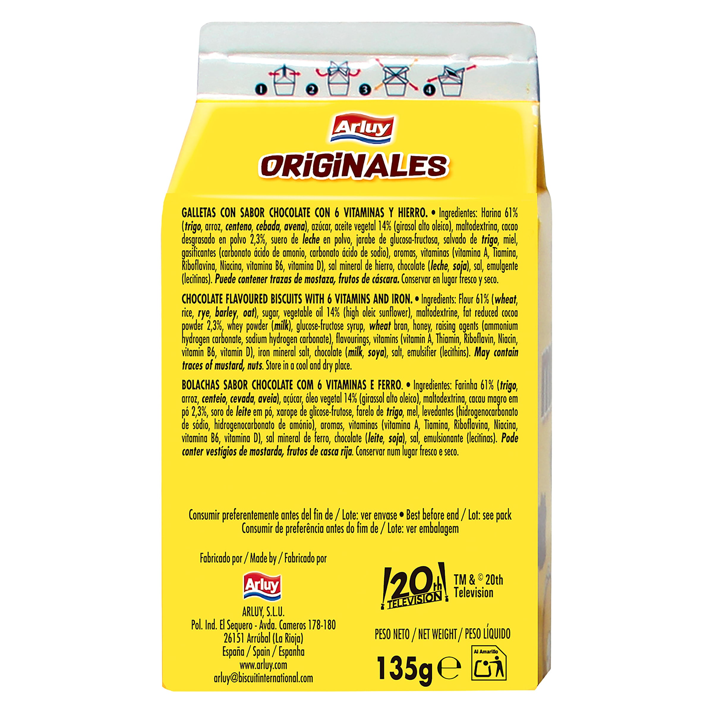 Mini galletas chocolateadas con vitaminas Simpsons Arluy 135 g