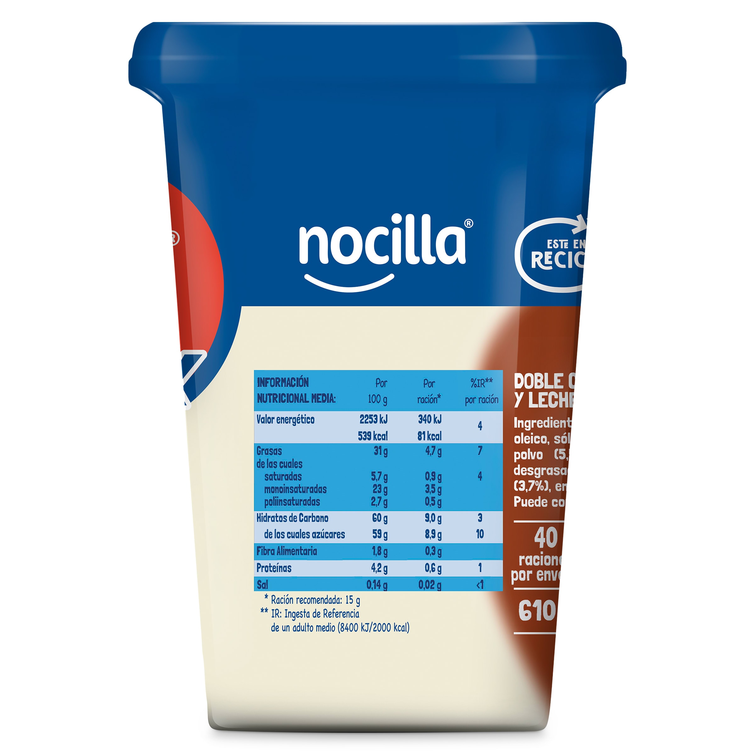 Crema de cacao y leche de avellanas dúo Nocilla 610 g