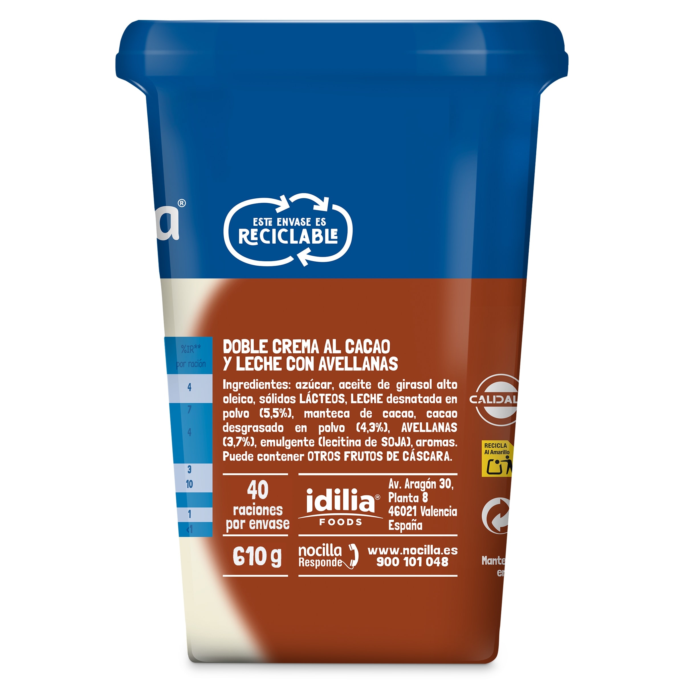 Crema de cacao y leche de avellanas dúo Nocilla 610 g