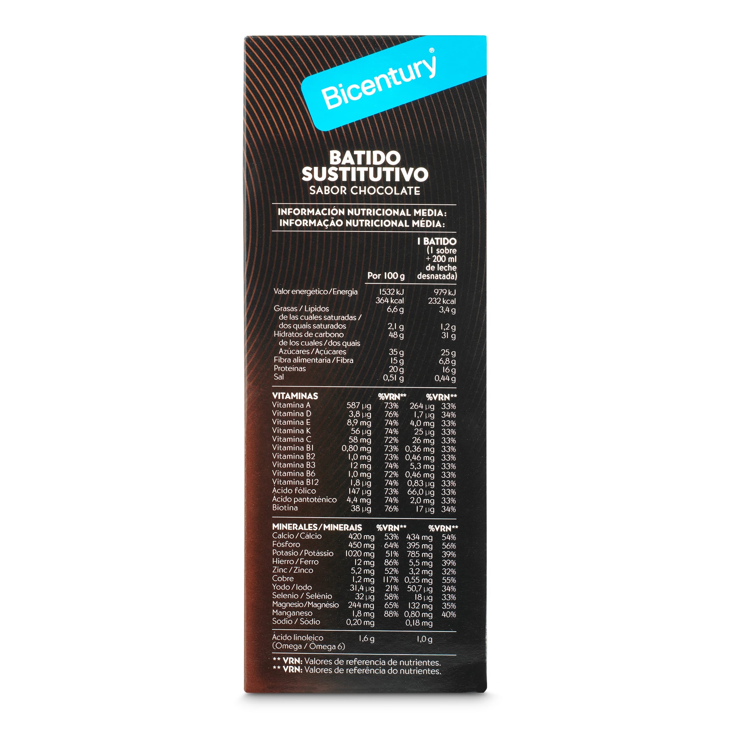 Batido sustitutivo de chocolate Bicentury 5 unidades