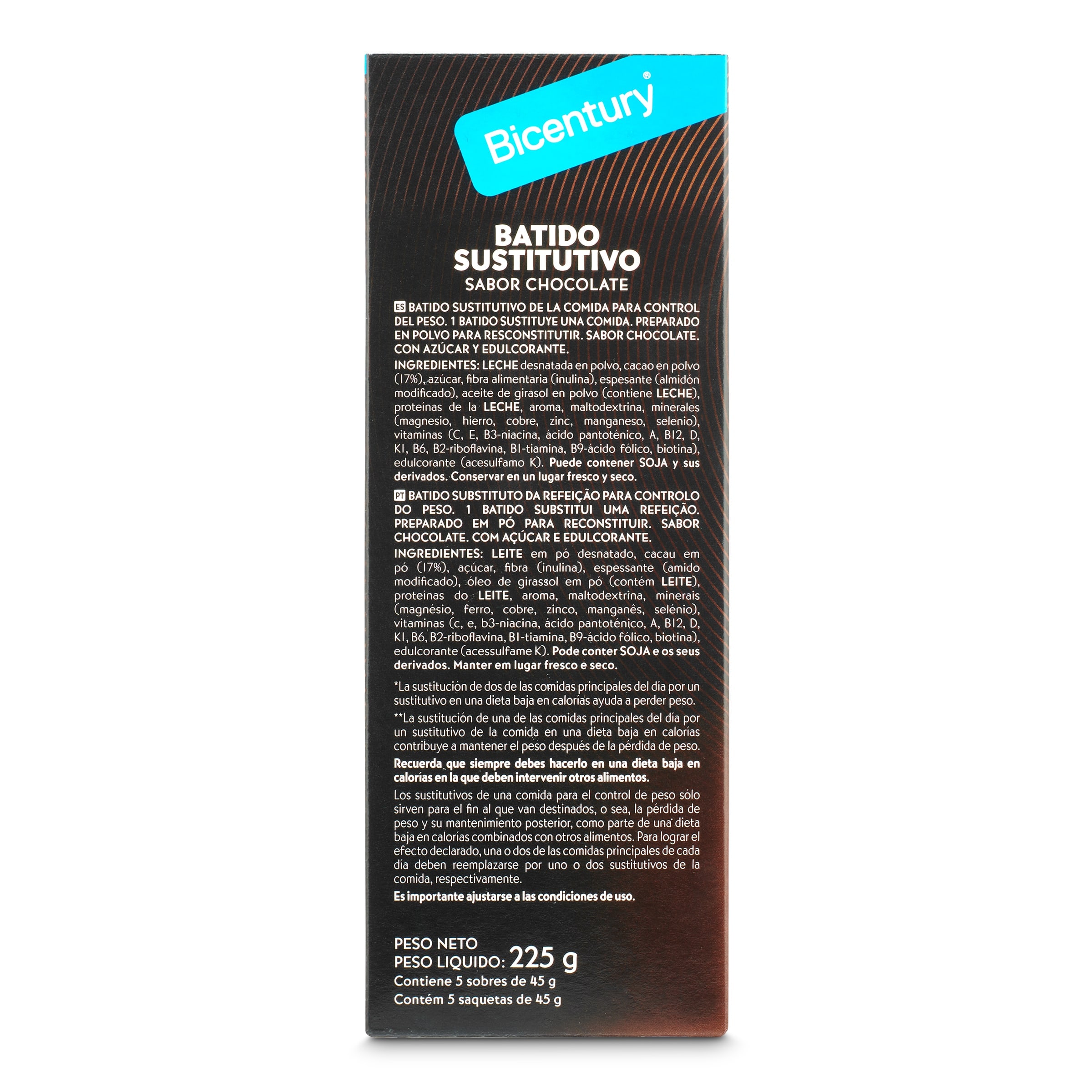 Batido sustitutivo de chocolate Bicentury 5 unidades