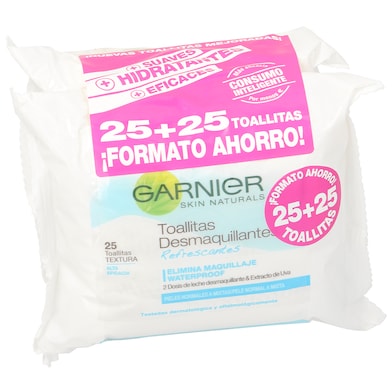 Desmaquillantes refrescantes pack ahorro Garnier bolsa 2 x 25 unidades-0
