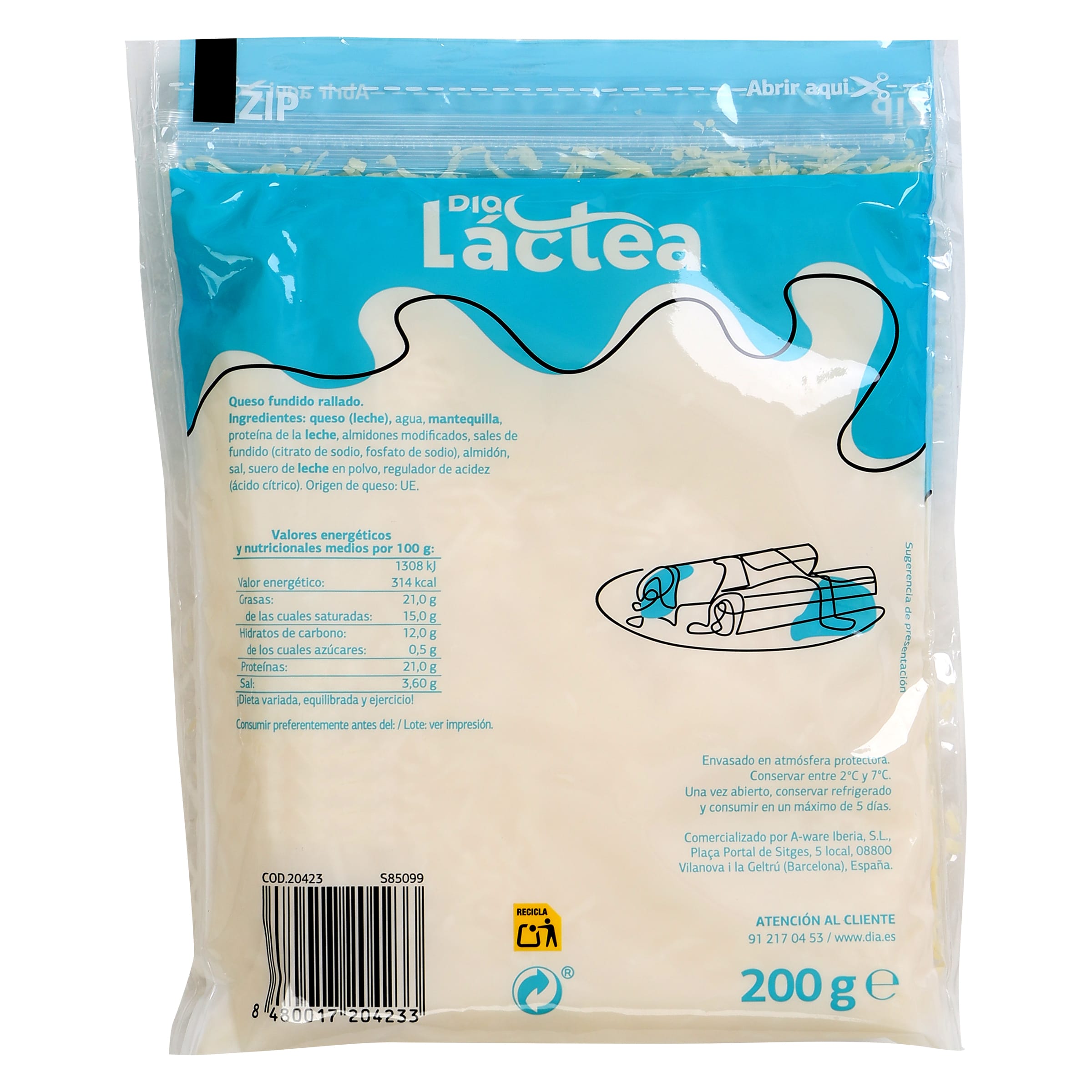 Queso rallado para gratinar Dia Láctea 200 g