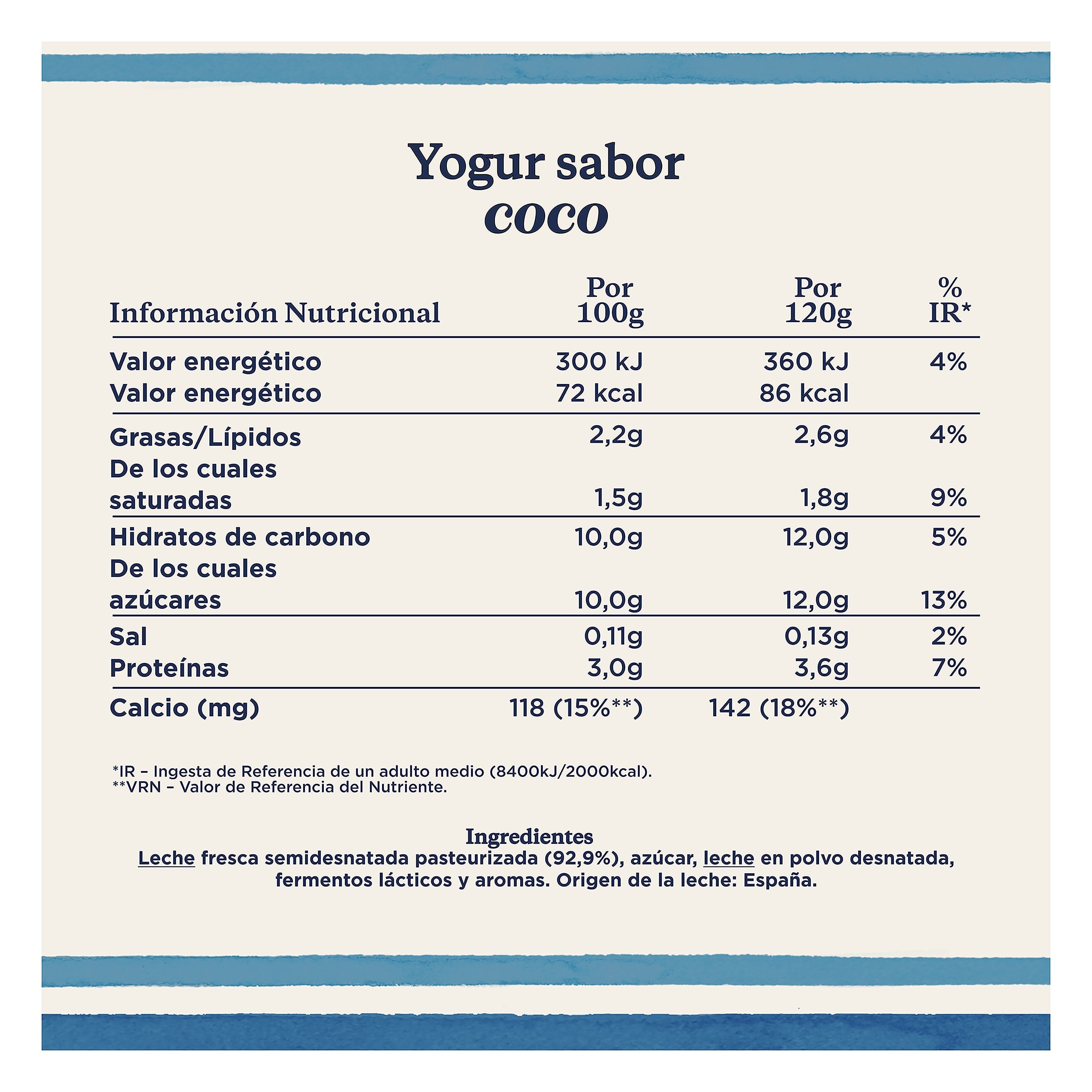 Yogur sabor coco Danone 4 x 125 g