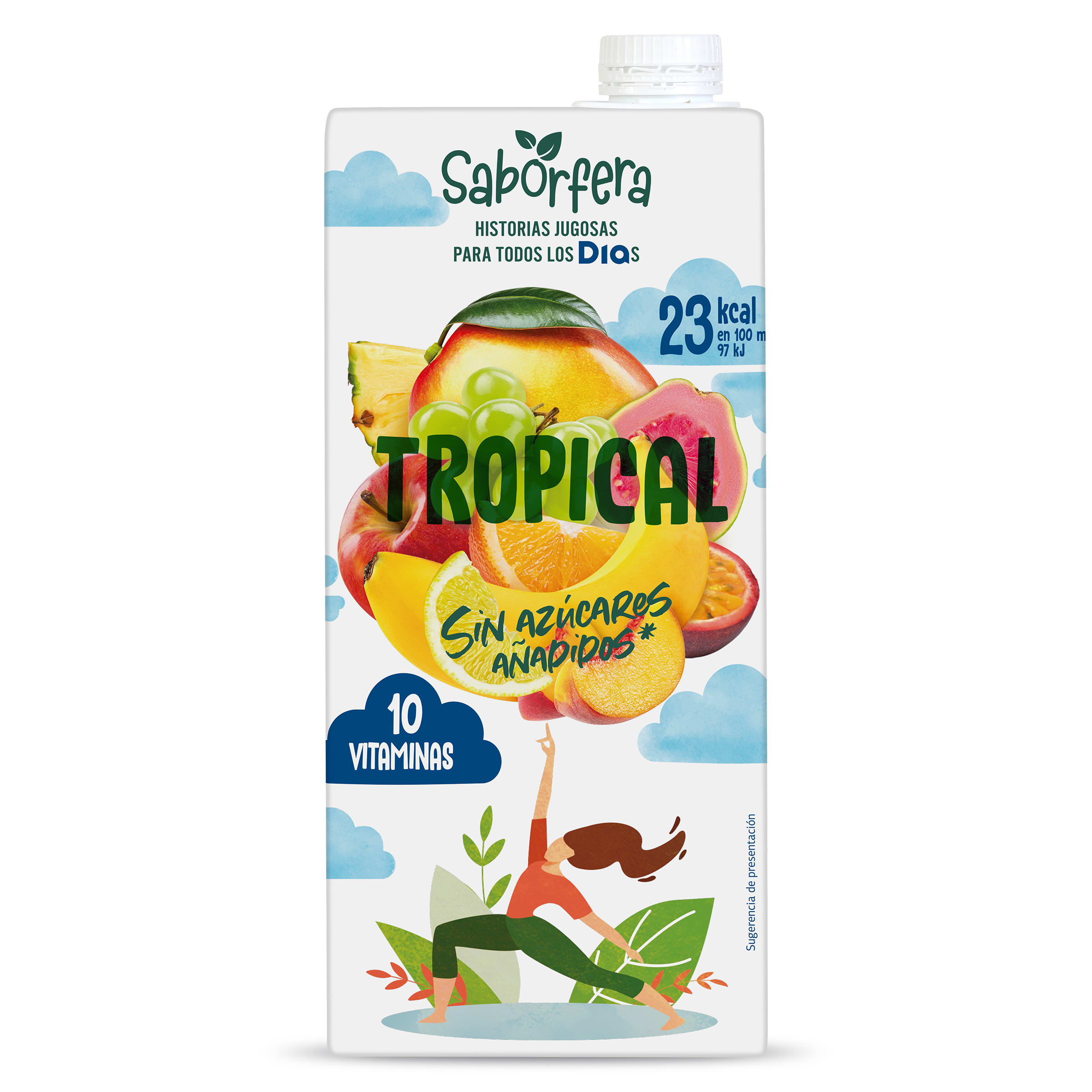 Bebida de zumo tropical sin azúcares añadidos Dia Saborfera 1 L