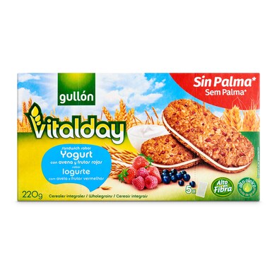 Galletas sándwich yogurt y frutos rojos Gullón Vitalday caja 220 g-1 Galletas sándwich yogurt y frutos rojos Gullón Vitalday caja 220 g-1