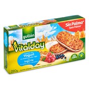 Galletas sándwich con avena y frutos rojos rellenas de yogurt Gullón Vitalday caja 220 g