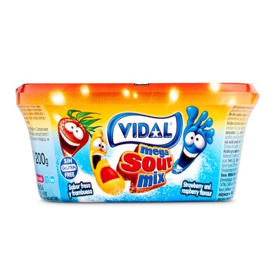 Golosinas mega sour mix Vidal tarrina 200 g-0 Golosinas mega sour mix Vidal tarrina 200 g-0