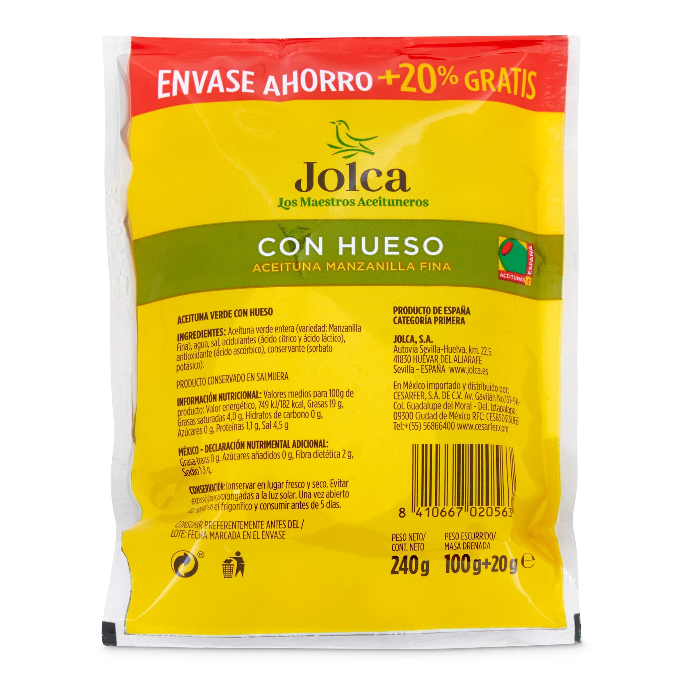 Aceitunas con hueso Jolca 120 g
