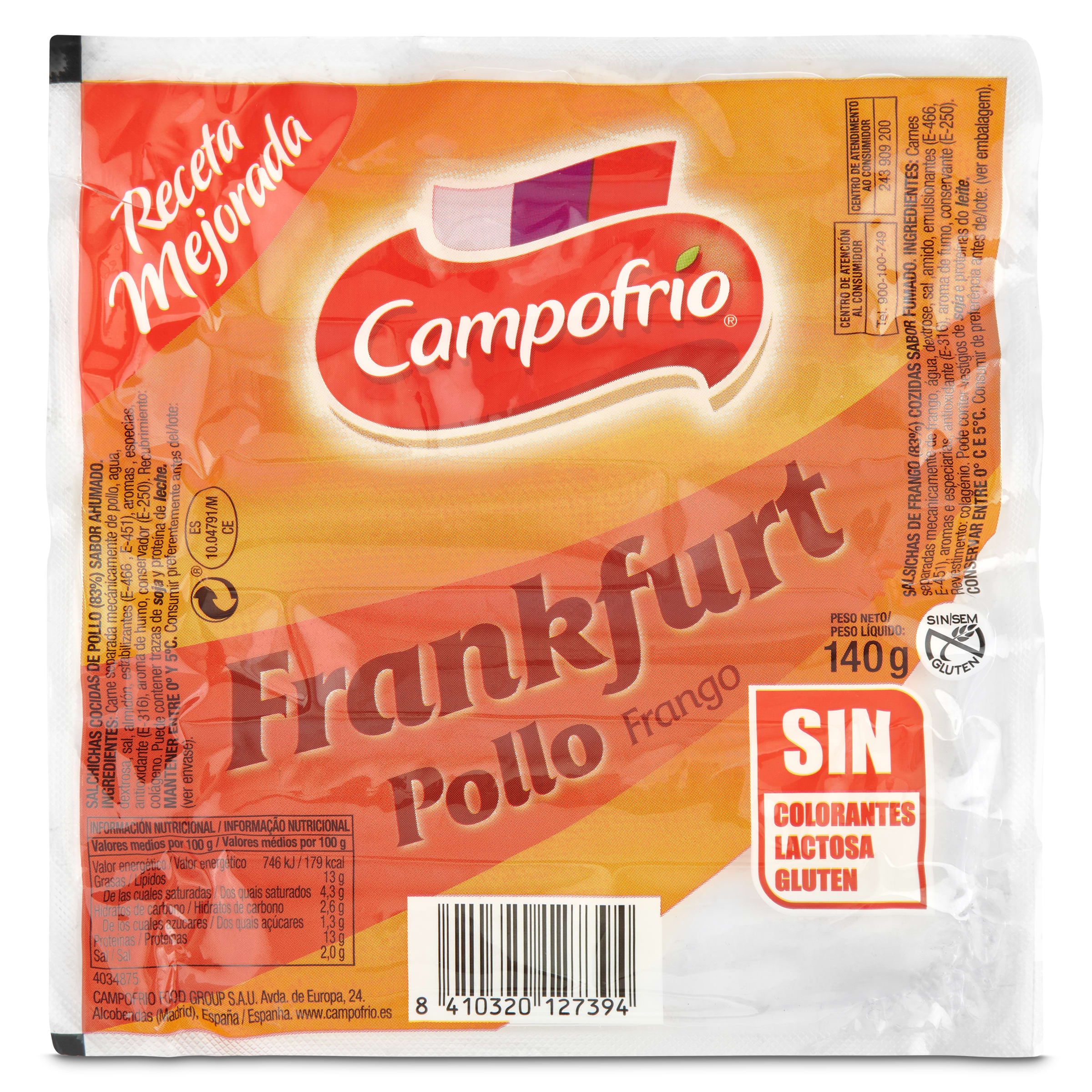 Salchichas cocidas Frankfurt de pollo Campofrío 3 x 140 g