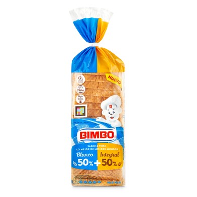 Pan de molde 50% blanco 50% integral Bimbo bolsa 460 g-0 Pan de molde 50% blanco 50% integral Bimbo bolsa 460 g-0