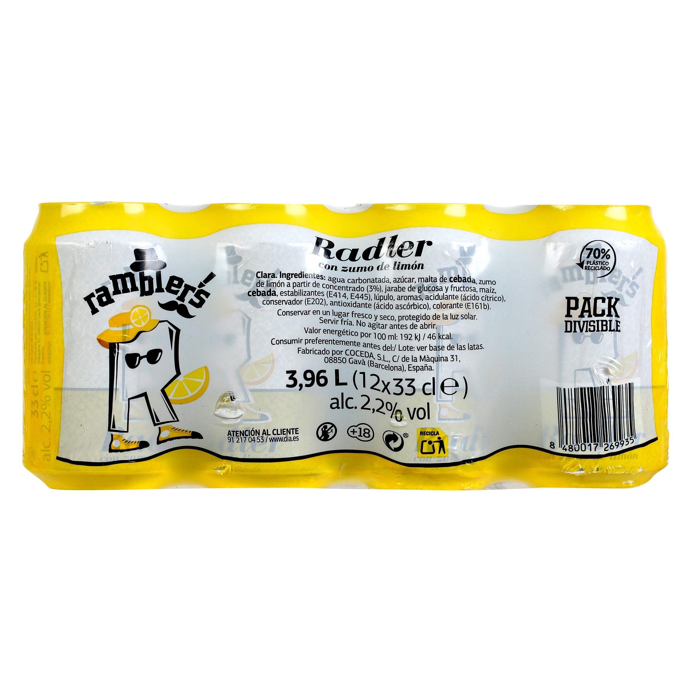 Cerveza radler Dia Ramblers pack 12 x 33 cl