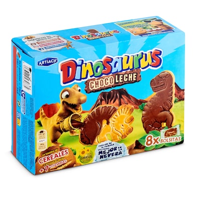 Galletas de cereales con chocolate con leche Artiach Dinosaurus caja 340 g-0