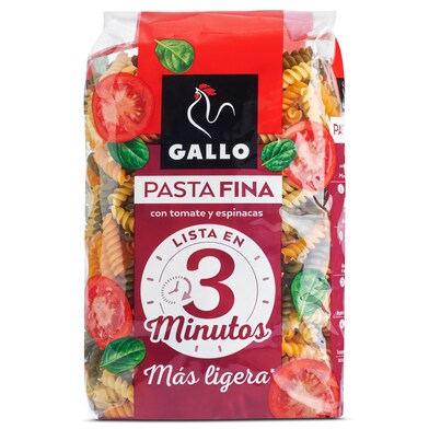 Pastafina hélices con tomate y espinacas Gallo bolsa 400 g-0