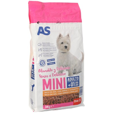 Alimento para perros mini rico en ave con arroz y guisantes As Dia bolsa 1 Kg-0