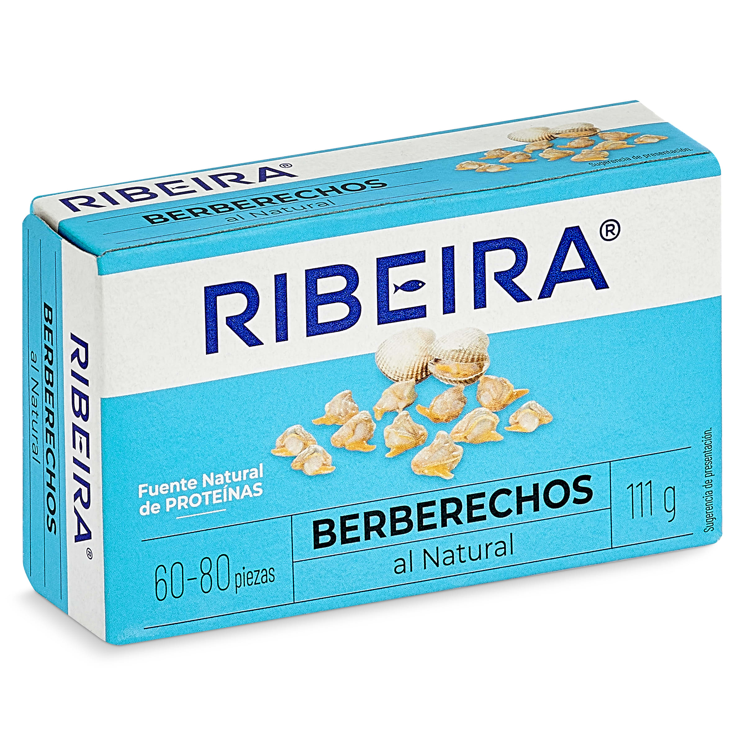 Berberechos al natural 60/80 piezas Ribeira lata 63 g