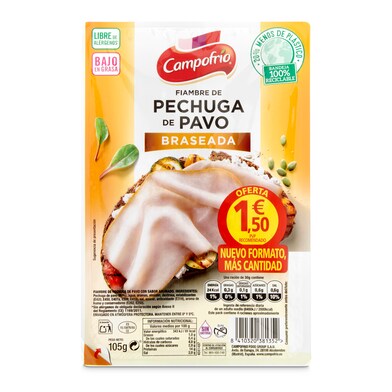 Pechuga de pavo braseado Campofrío sobre 105 g-0 Pechuga de pavo braseado Campofrío sobre 105 g-0