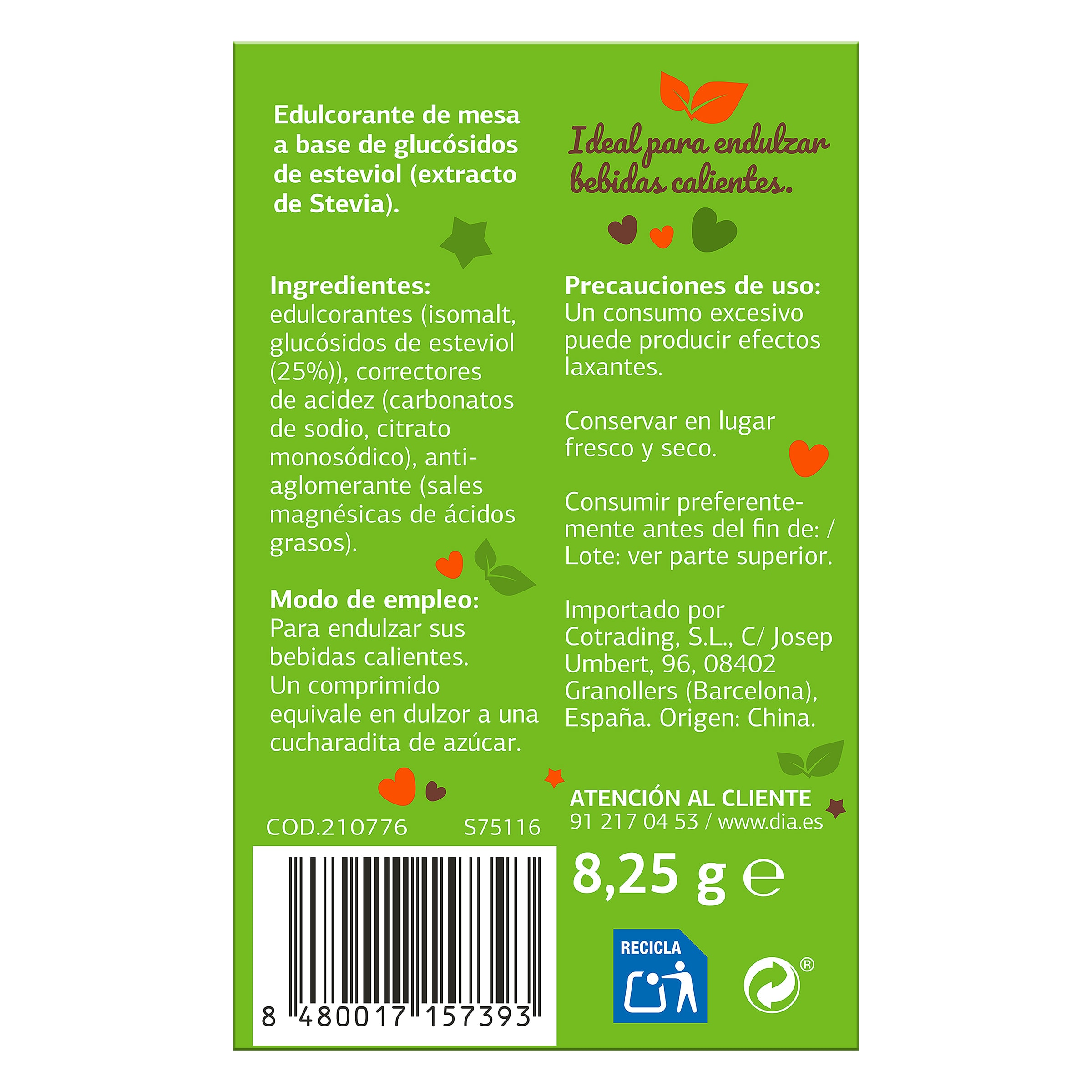 Edulcorante stevia Dia 150 unidades