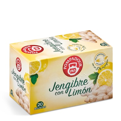 Infusión jengibre con y limón Pompadour caja 20 unidades-0