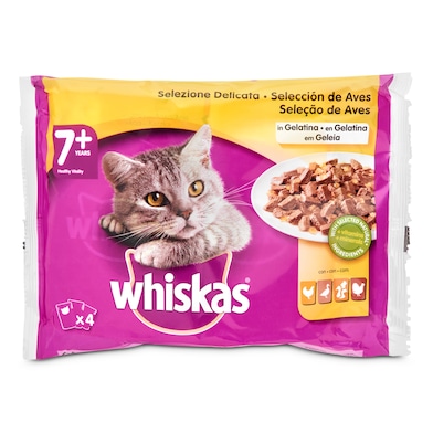 Alimento para gatos en gelatina selección aves Whiskas bolsa 400 g-0