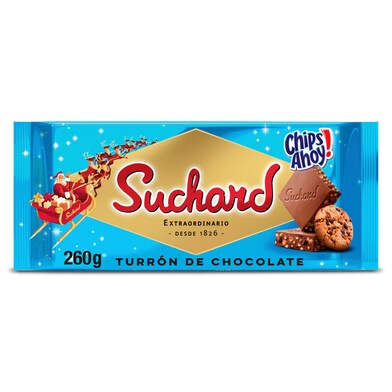 Turrón de chocolate con trozos de galleta chips ahoy Suchard estuche 260 g-0 Turrón de chocolate con trozos de galleta chips ahoy Suchard estuche 260 g-0