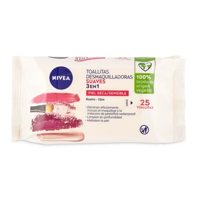 Toallitas desmaquillantes tres en uno piel seca Nivea bolsa 25 unidades-0