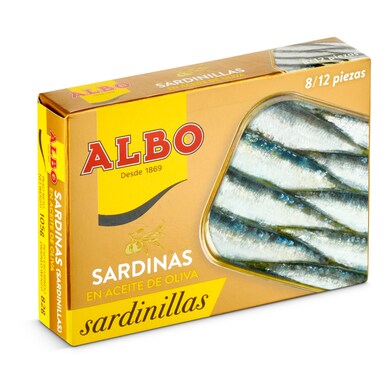 Sardinillas en aceite de oliva 8/12 piezas Albo lata 82 g-0