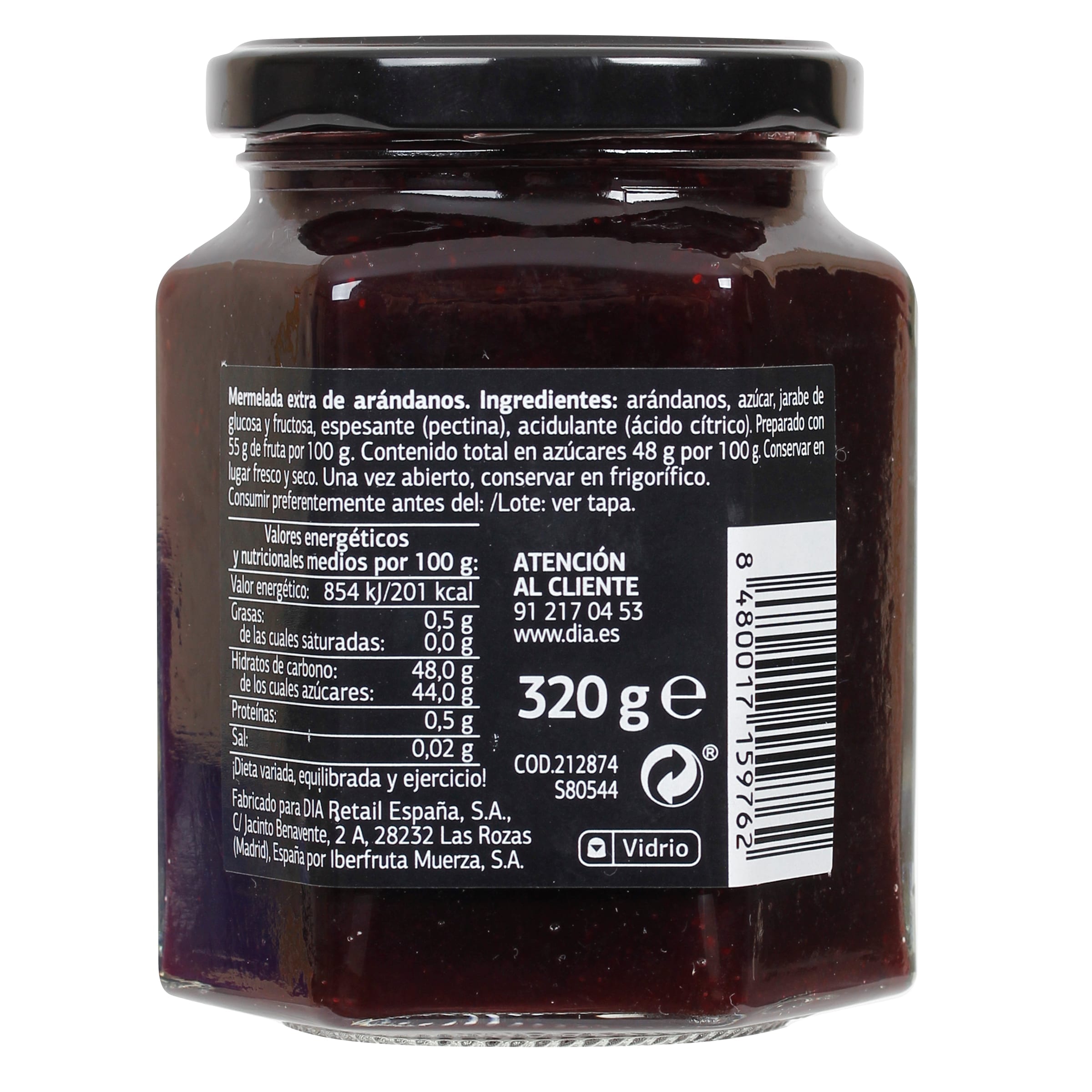 Mermelada de arándanos extra Dia Fruticampo 320 g
