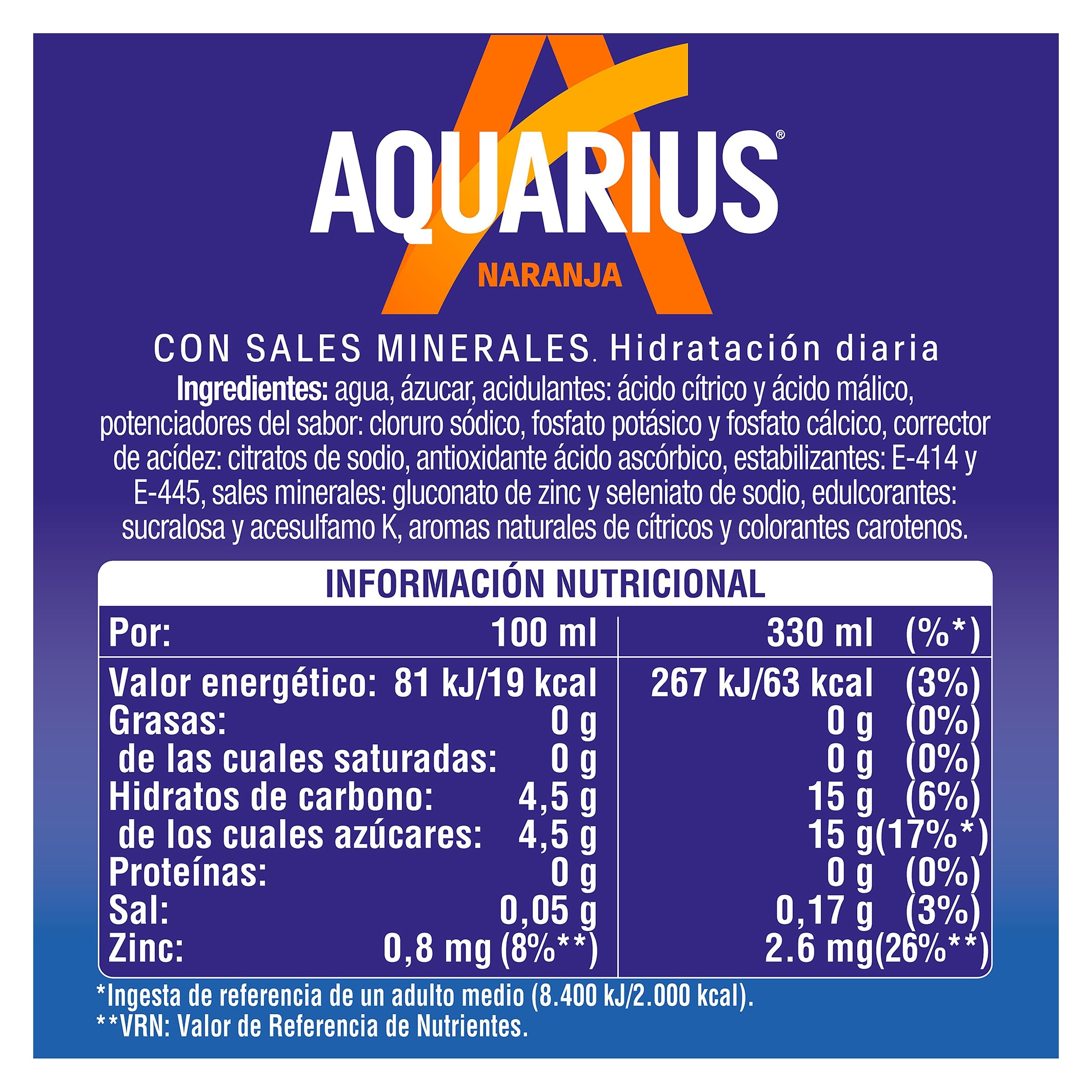 Aquarius de naranja 330 ml