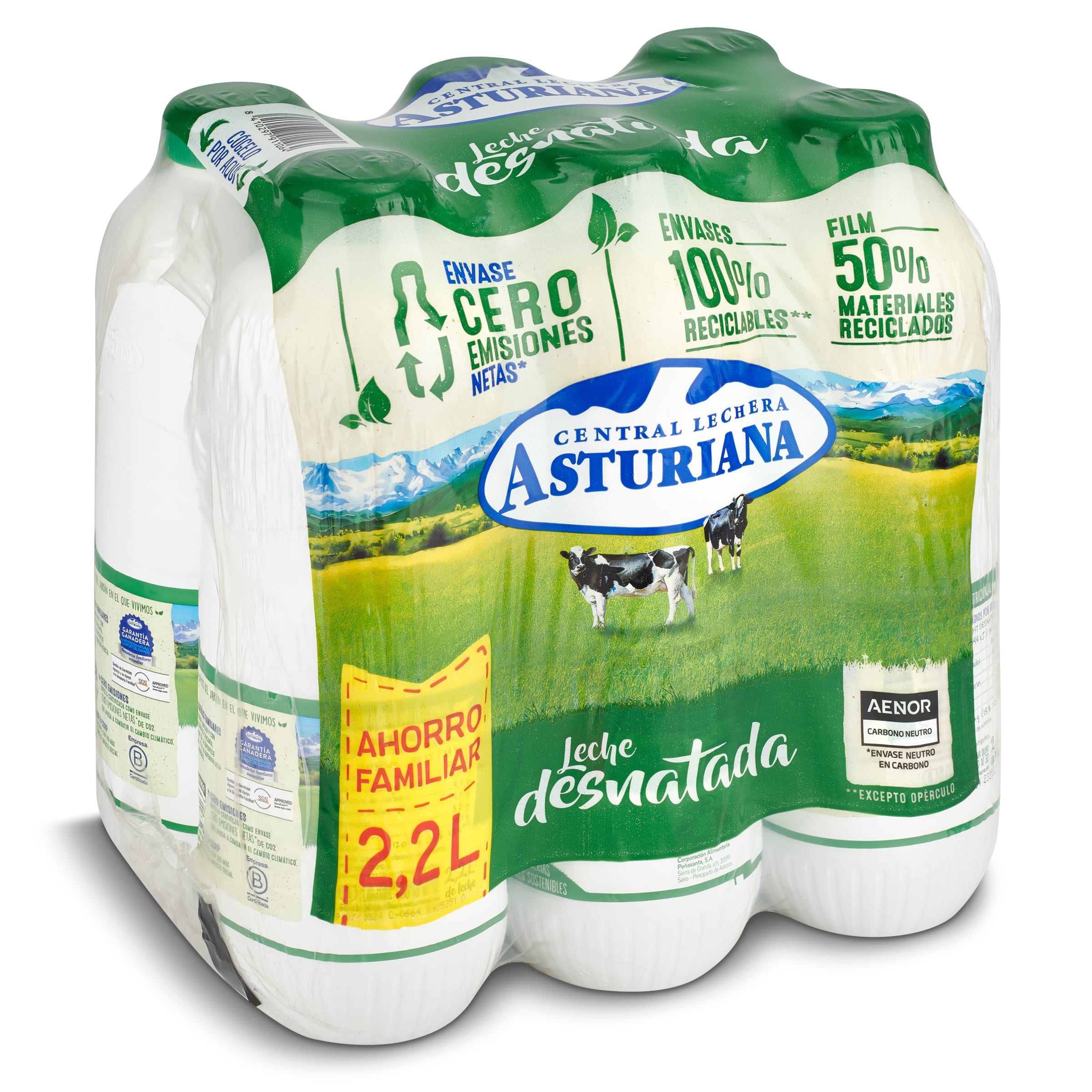 precios Leche Desnatada Central Lechera Asturiana Pack 6 X 2.2 L en Dia