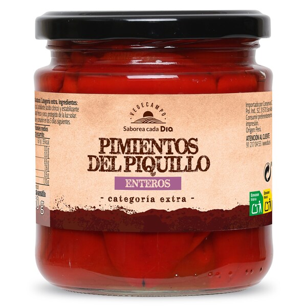 Pimientos del Piquillo Enteros al Natural Dia Frasco 260 Gr.