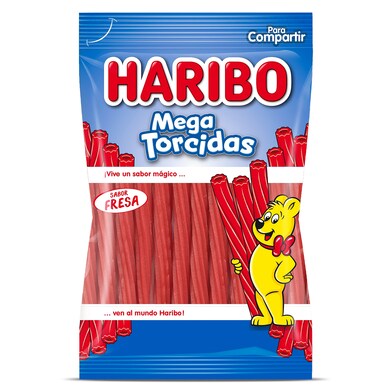 Golosinas mega torcidas sabor fresa Haribo bolsa 160 g-0 Golosinas mega torcidas sabor fresa Haribo bolsa 160 g-0