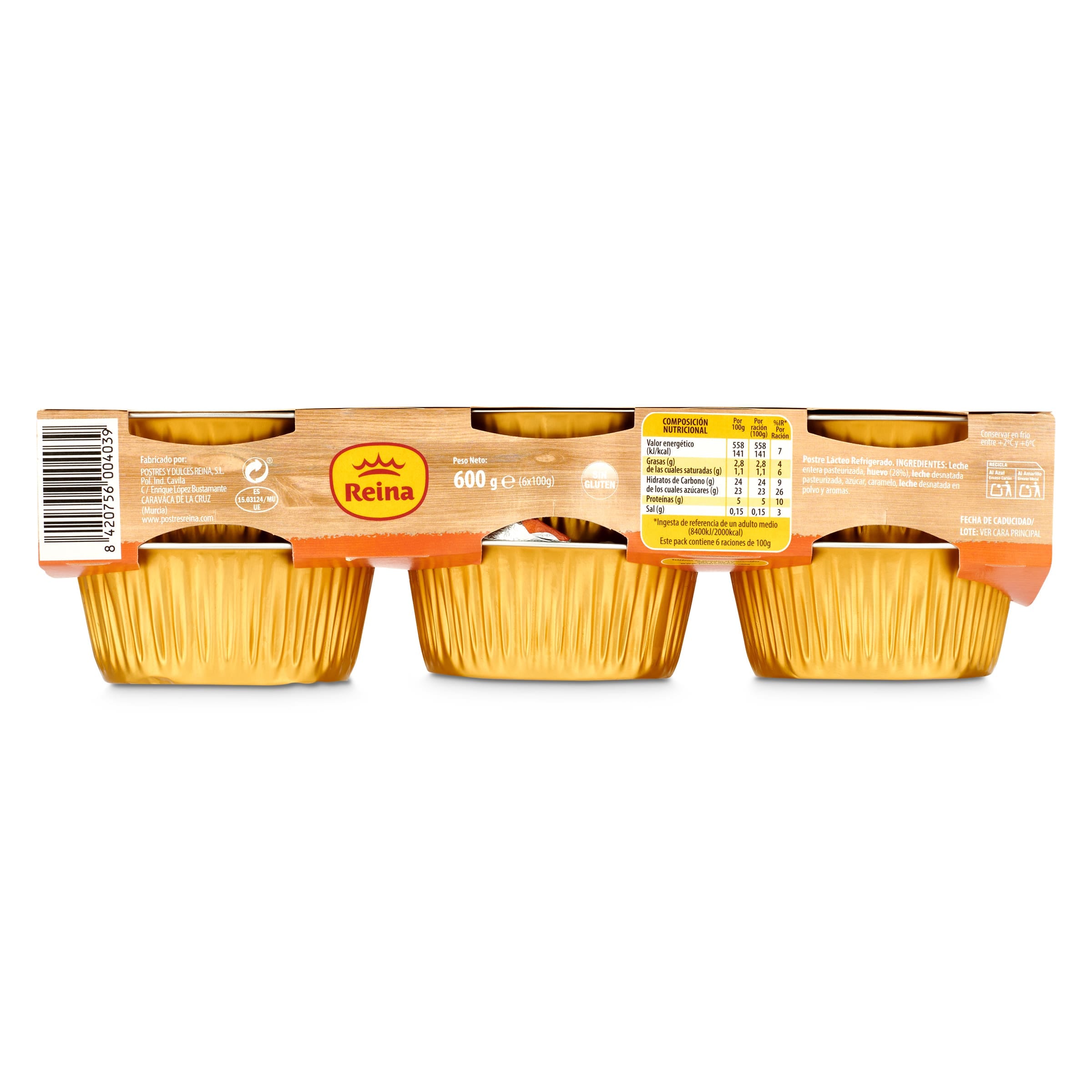Flan de huevo al baño maría Reina 6 x 100 g