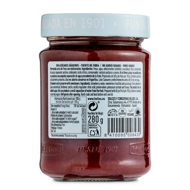 Mermelada de fresa extra sin azúcares añadidos Helios frasco 280 g-1 Mermelada de fresa extra sin azúcares añadidos Helios frasco 280 g-1