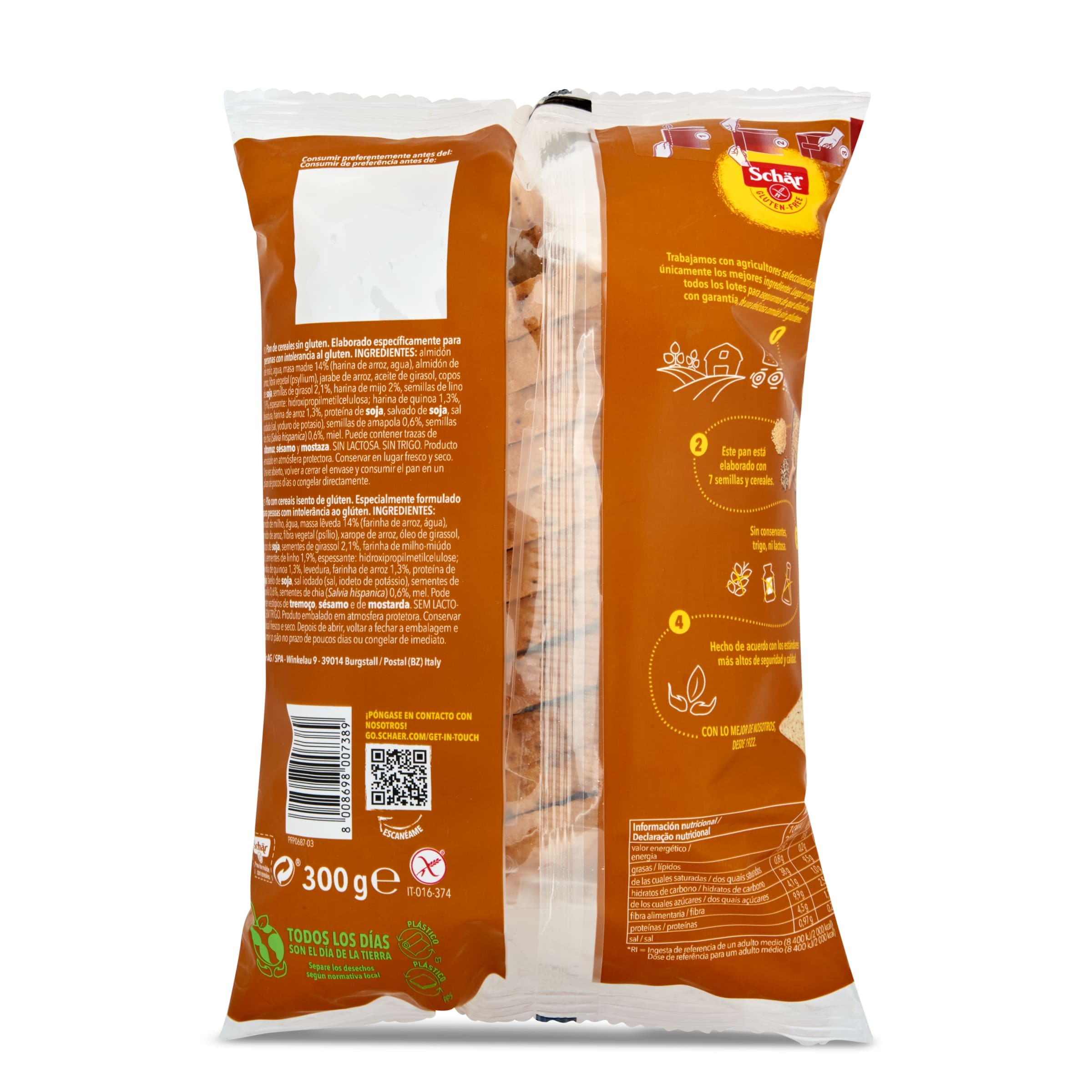 Pan de molde con cereales sin gluten Dr. Schar 300 g