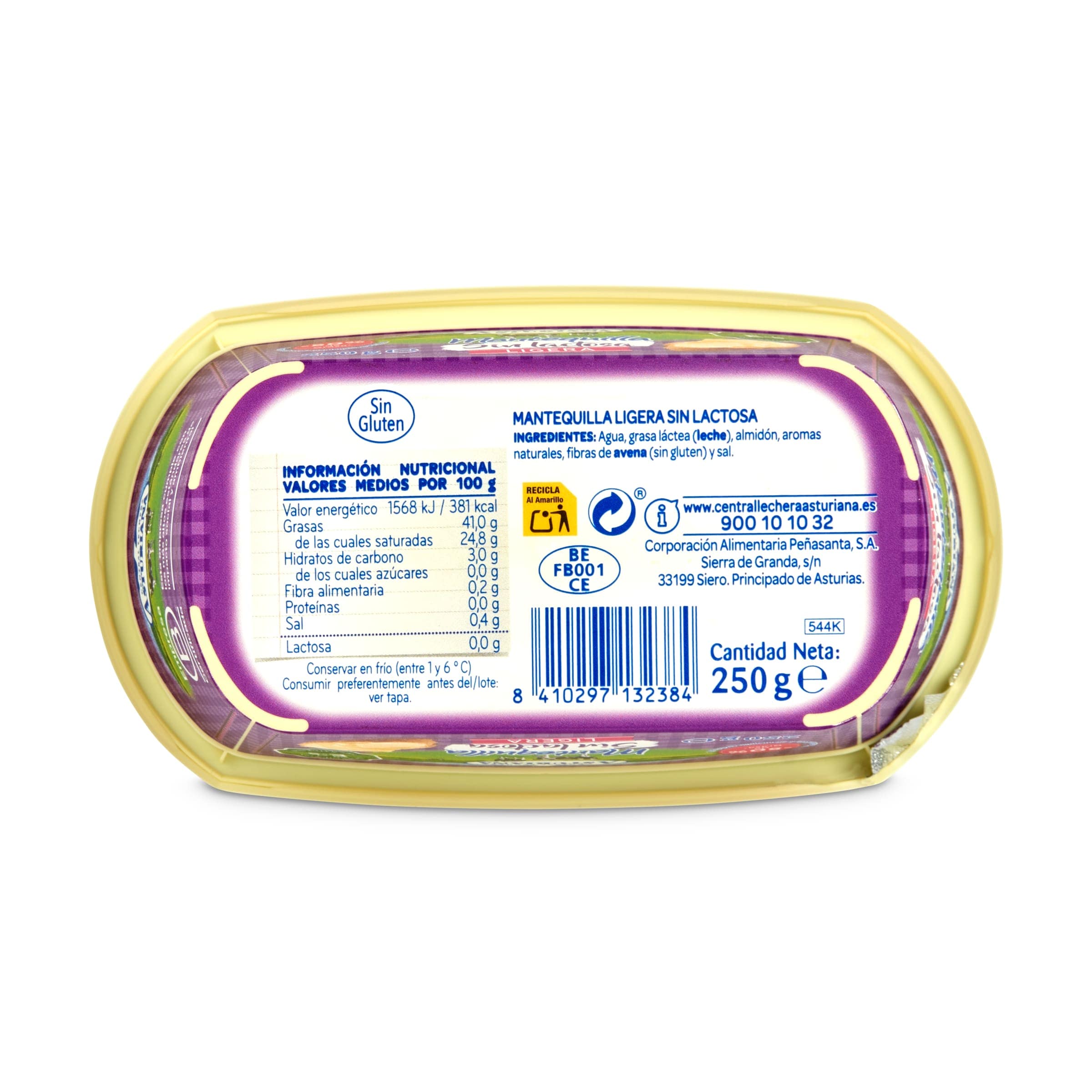 Mantequilla ligera sin lactosa Asturiana 250 g