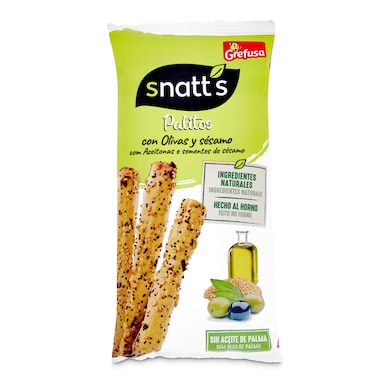 Palitos de trigo con olivas y sésamo Snatt's bolsa 60 g-0