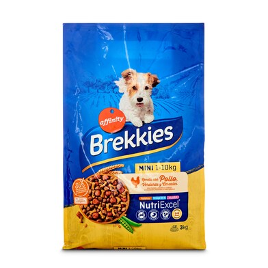 Alimento para perros mini con pollo y verduras Brekkies bolsa 3 Kg-0