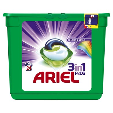 Detergente máquina cápsulas 3 en 1 color Ariel caja 24 lavados-0