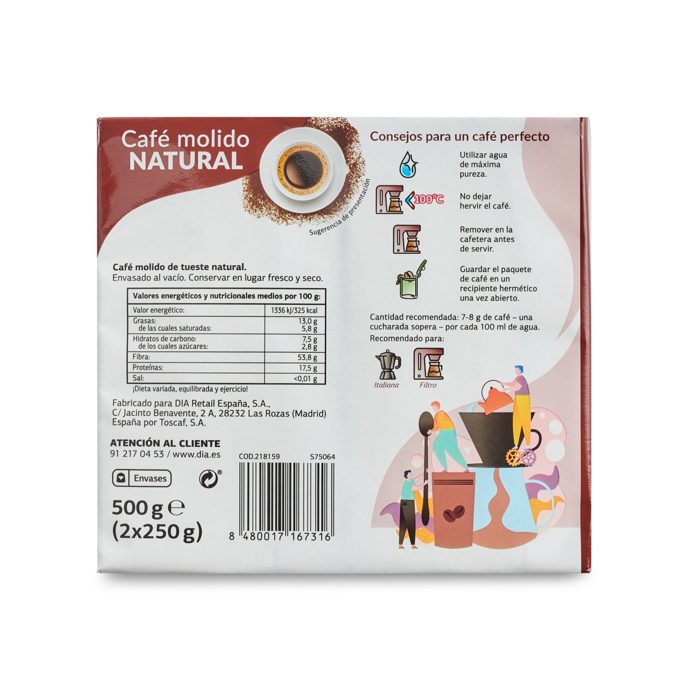 Café molido natural Dia Cafetería 2 x 250 g