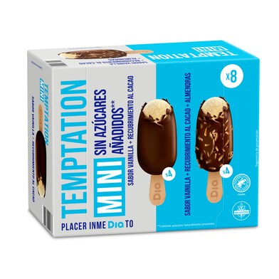 Helado mini bombón cláscio y almendrado sin azúcar TEMPTATION CAJA 288 GR-0 Helado mini bombón cláscio y almendrado sin azúcar TEMPTATION CAJA 288 GR-0