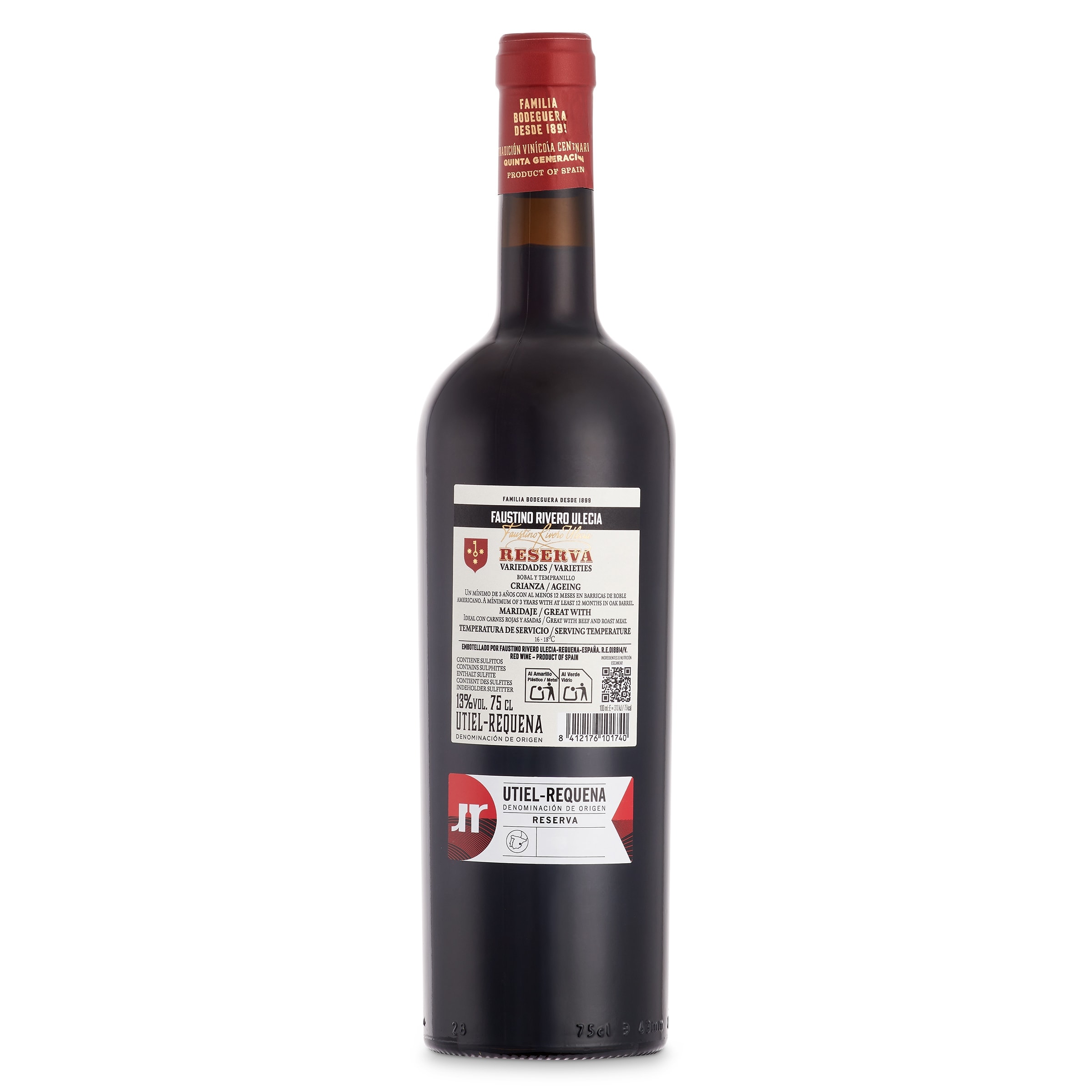 Vino tinto reserva Faustino Rivero 75 cl