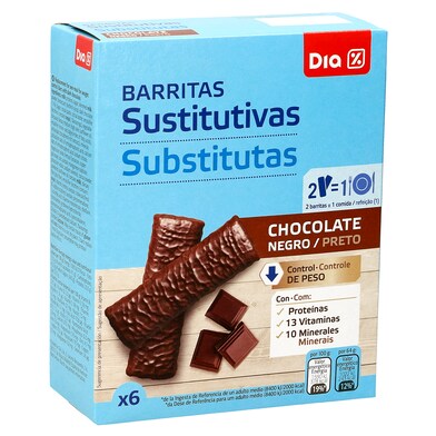 Barritas sustitutivas chocolate negro Dia Vital caja 192 g-0 Barritas sustitutivas chocolate negro Dia Vital caja 192 g-0