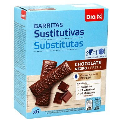 Barritas sustitutivas chocolate negro Dia Vital caja 192 g-0