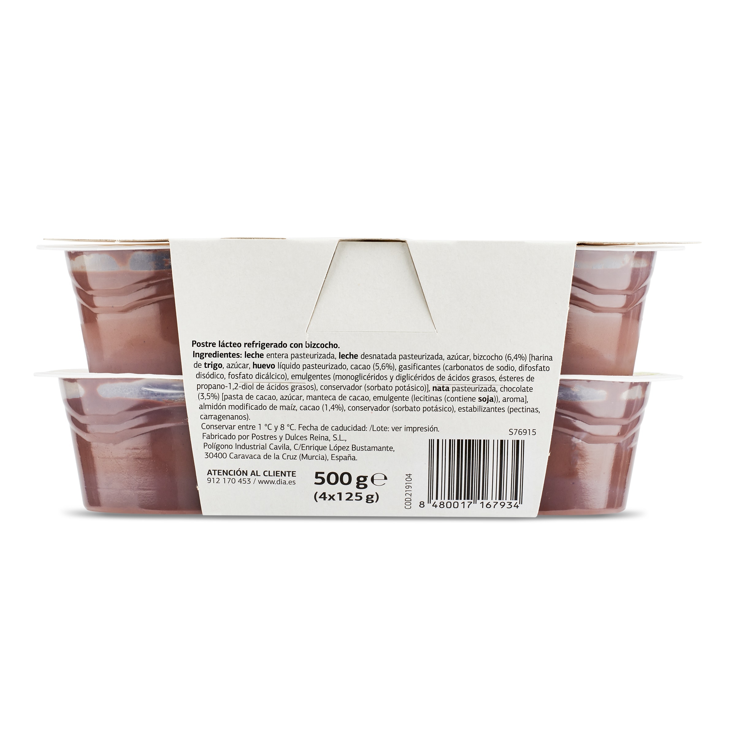 Crema de chocolate con bizcocho Dia Caprichoso 4 x 125 g