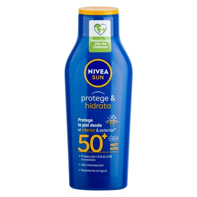 Leche solar protege e hidrata spf 50+ Nivea botella 400 ml-0 Leche solar protege e hidrata spf 50+ Nivea botella 400 ml-0
