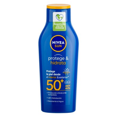 Leche solar protege e hidrata spf 50+ Nivea botella 400 ml-0