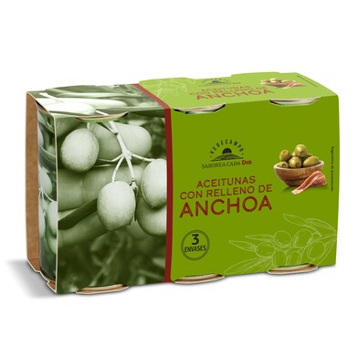 Aceitunas rellenas de anchoa Vegecampo de Dia lata 3 x 150 g-0