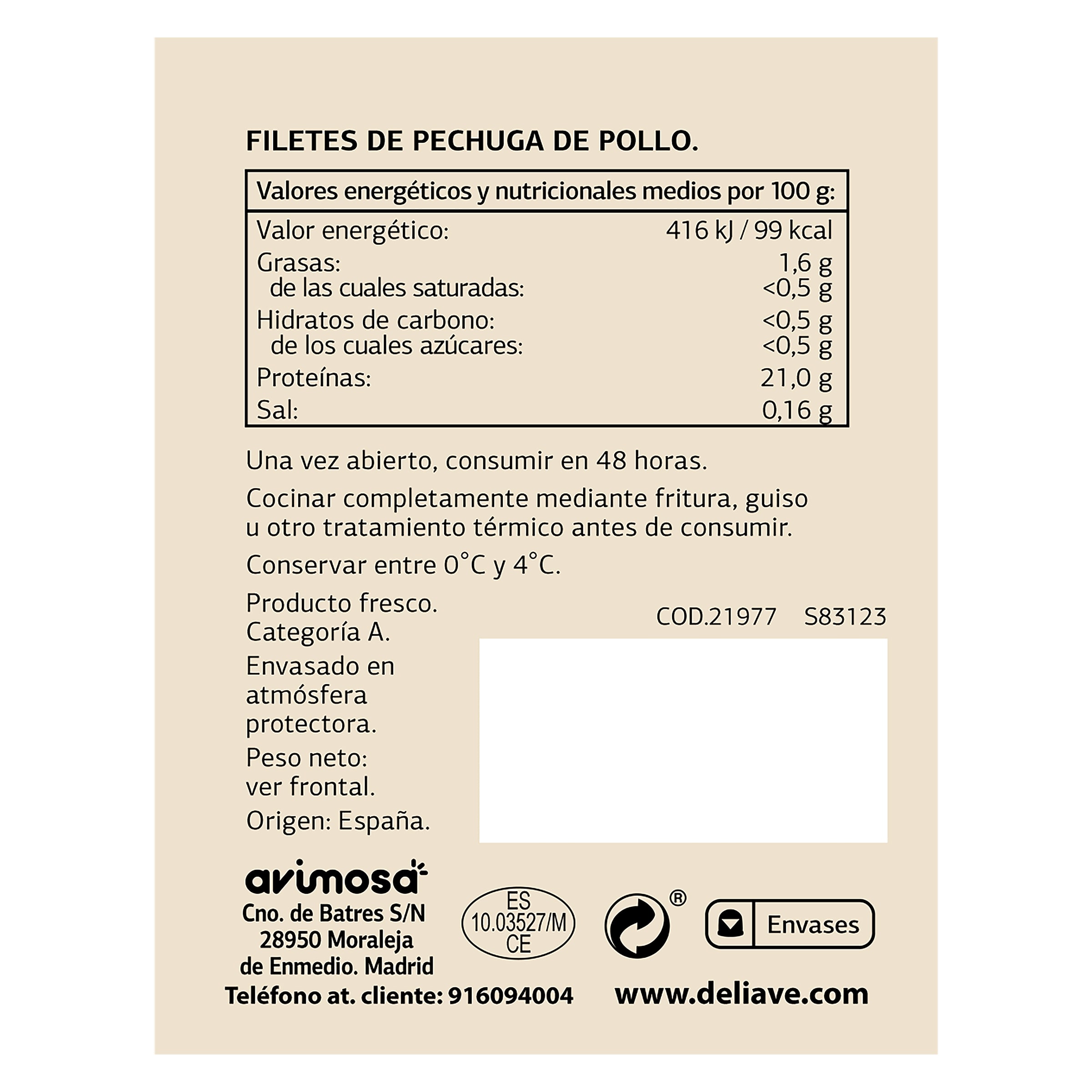 Pechugas fileteadas Selección de Dia bandeja 600 g aprox.